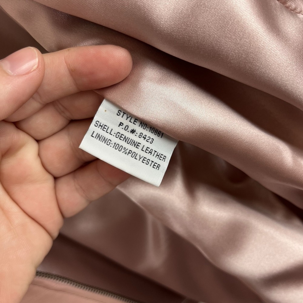 Bagatelle Women's Petite 14 Light Pink Leather Zip Jacket - Picture 11 of 16